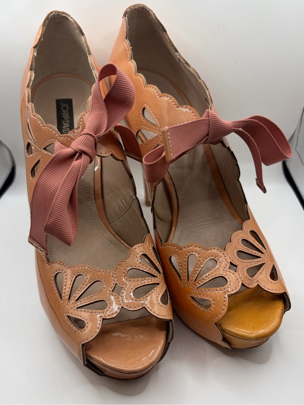 Joan & David Leather Dacicilee Peep Toe Stilettos - Size 8
